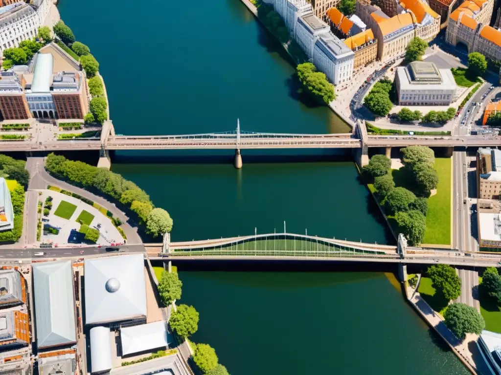 Influencia de puentes en la planificación urbana sostenible: Red de puentes conectando una bulliciosa ciudad