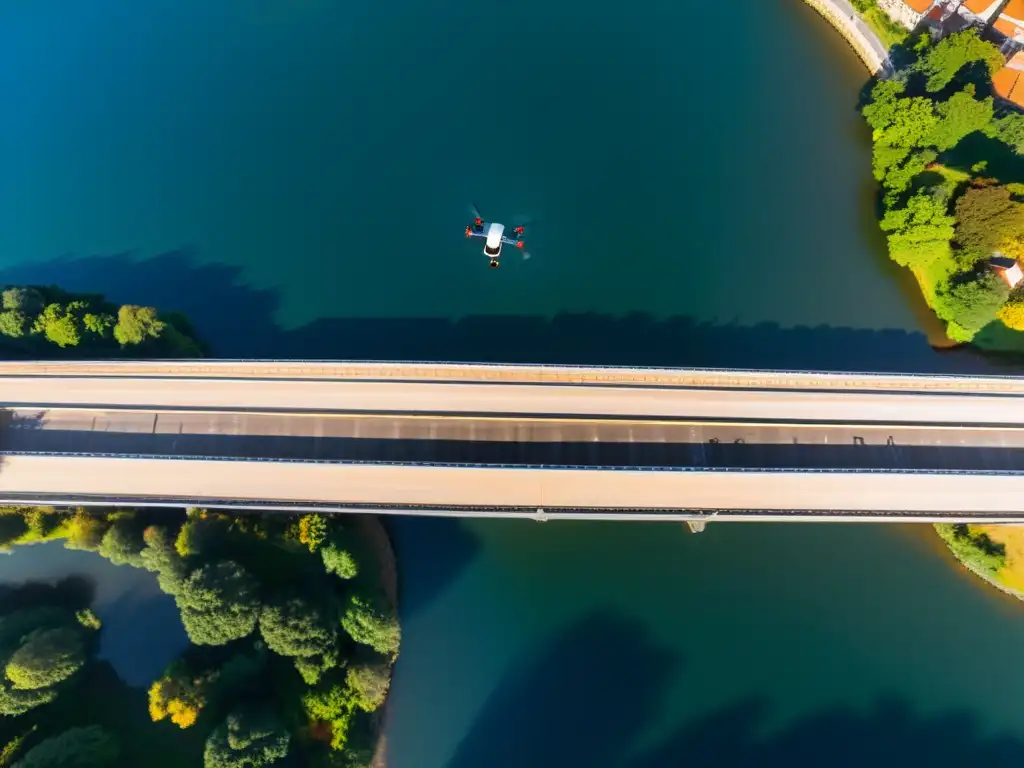 Ingenieros evaluando la integridad de un puente con drones, resaltando la importancia de la evaluación de puentes con tecnología avanzada