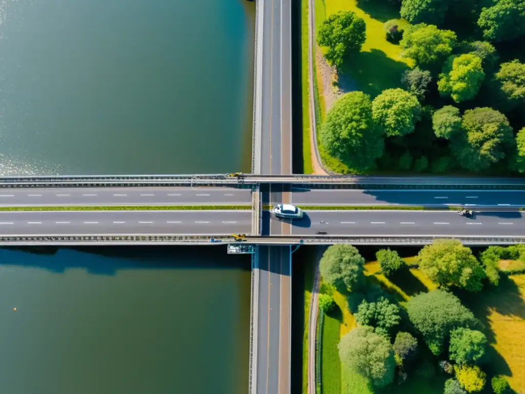 Ingenieros inspeccionando un puente con drones, demostrando precisión e innovación en el mantenimiento de puentes con drones