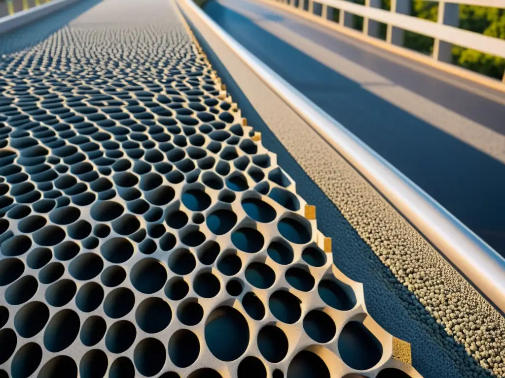 Innovaciones en materiales permeables: puente recién construido con superficie texturizada, reflejando modernidad y durabilidad