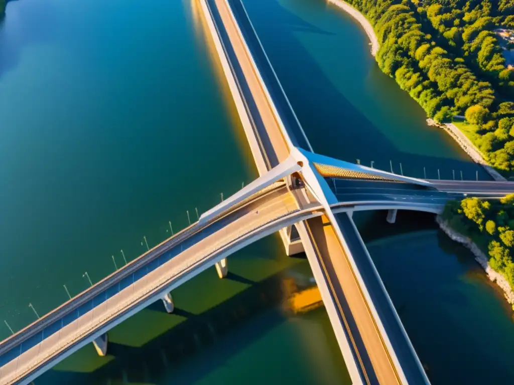 Un innovador dron inspecciona con precisión un majestuoso puente, resaltando su belleza estructural