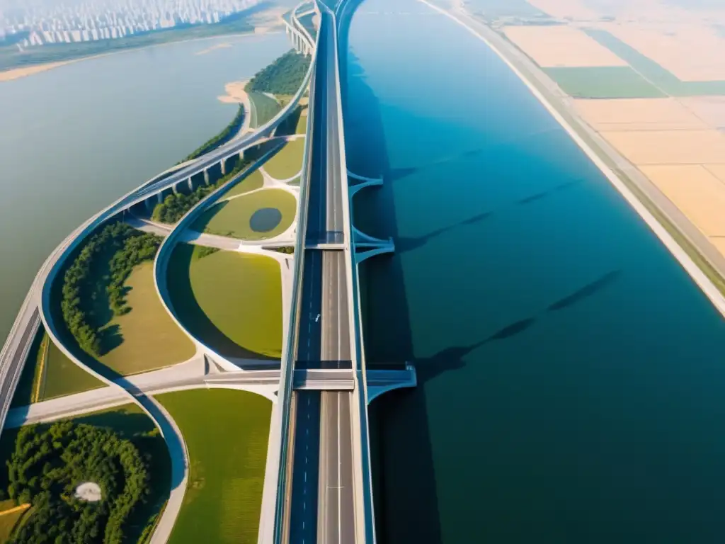 El majestuoso Puente Danyang-Kunshan en China, uno de los puentes más grandes del mundo, resplandece bajo la luz de la mañana