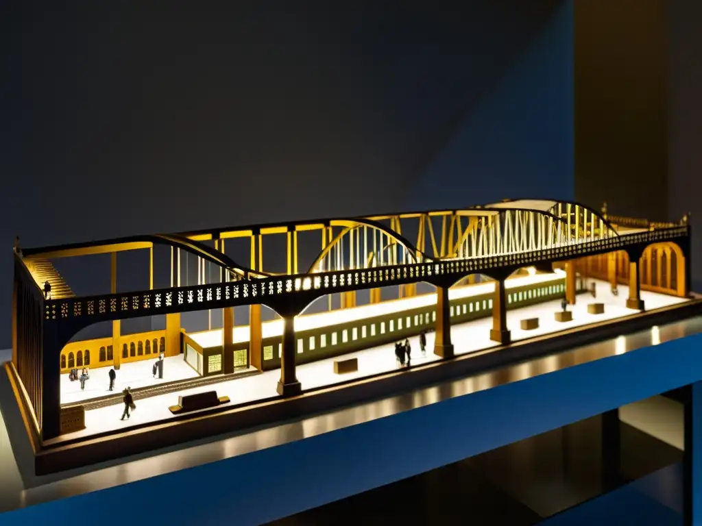 Exhibición de maquetas de puentes icónicos, ambiente reverente y de gran interés por la historia, arquitectura y cultura