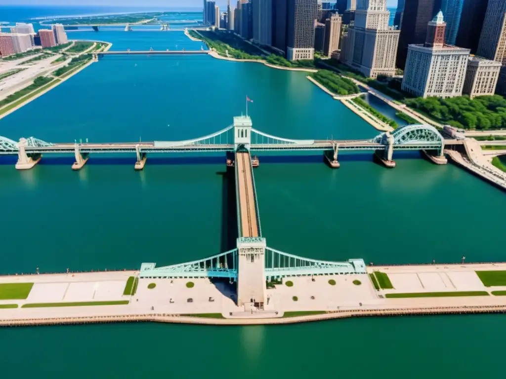 Chicago: Intrincadas redes de puentes levadizos Maravillas mecánicas: Puentes levadizos en Chicago, con la ciudad de fondo