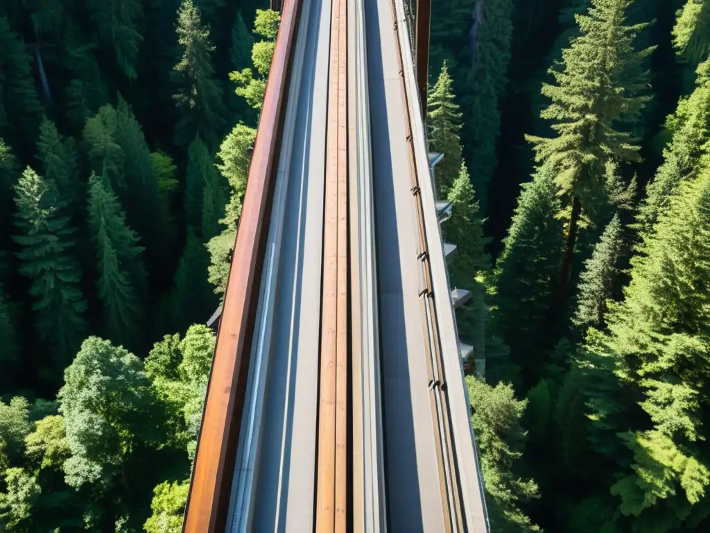 Un modelo 3D del Puente Colgante de Capilano, destacando la textura y el diseño del icónico puente