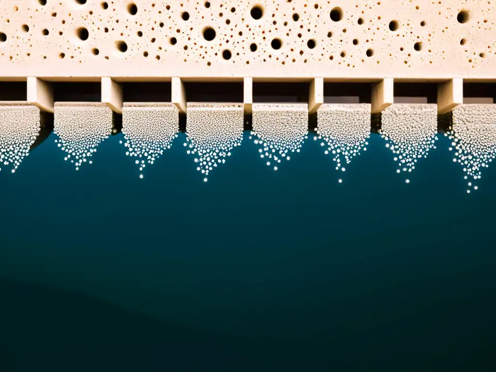 Fotografía de alta resolución de un nuevo material permeable siendo probado en la superficie de un puente