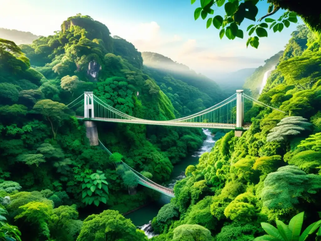 Un paraíso natural: un puente colgante se funde con la exuberante selva, con monos, aves y mariposas