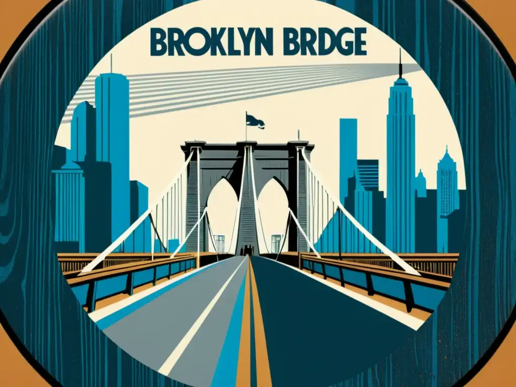 Portada de vinilo con el icónico Puente de Brooklyn en detalle, contrastando tonos cálidos y fríos