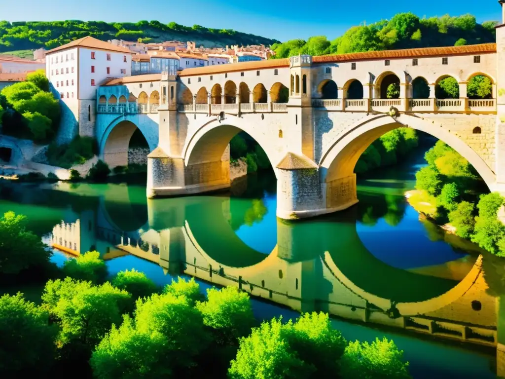 Puente de San Gil: Elegancia histórica sobre el río El Puente de San Gil en Burgos, España, con sus arcos y detalles tallados, captura la belleza histórica y arquitectónica