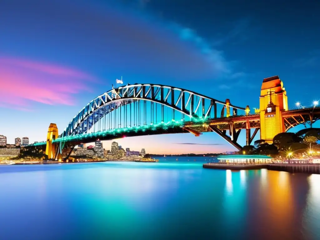 El puente de Sydney brilla con un arte interactivo, reflejando luces en el agua y asombrando a los espectadores en la orilla