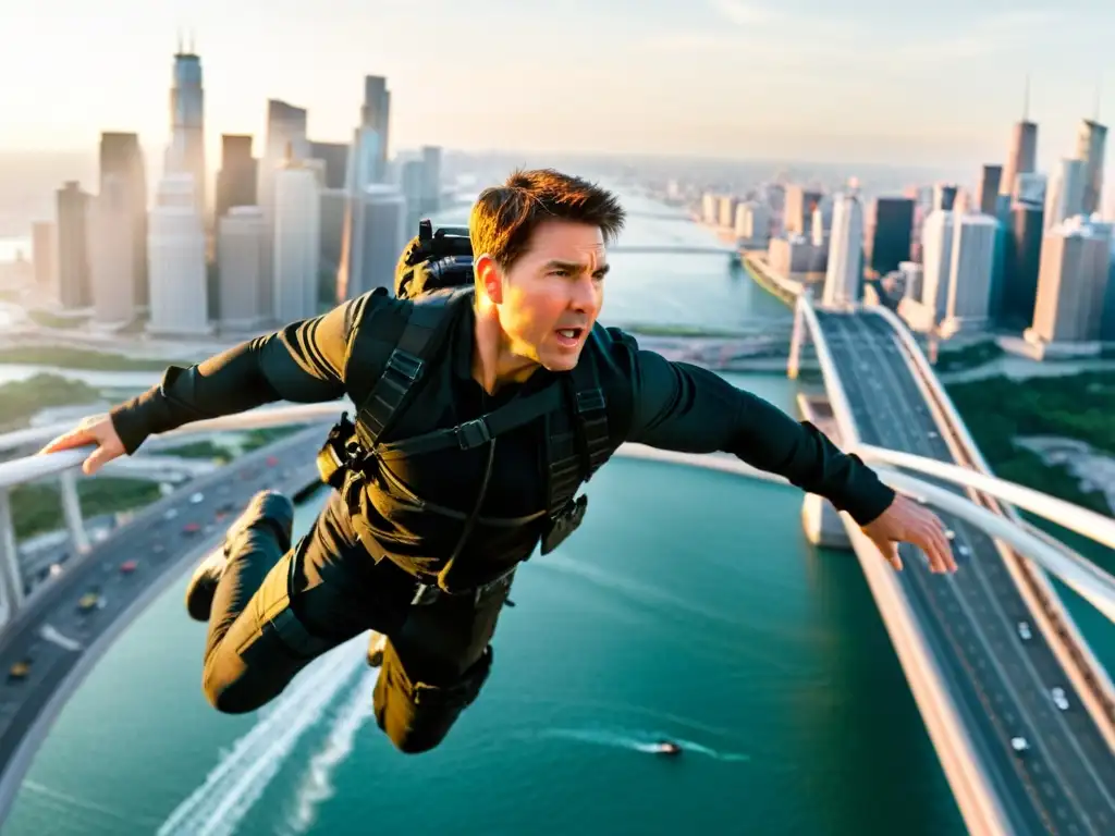 Tom Cruise cuelga del puente en una escena intensa de 'Mission: Impossible III'