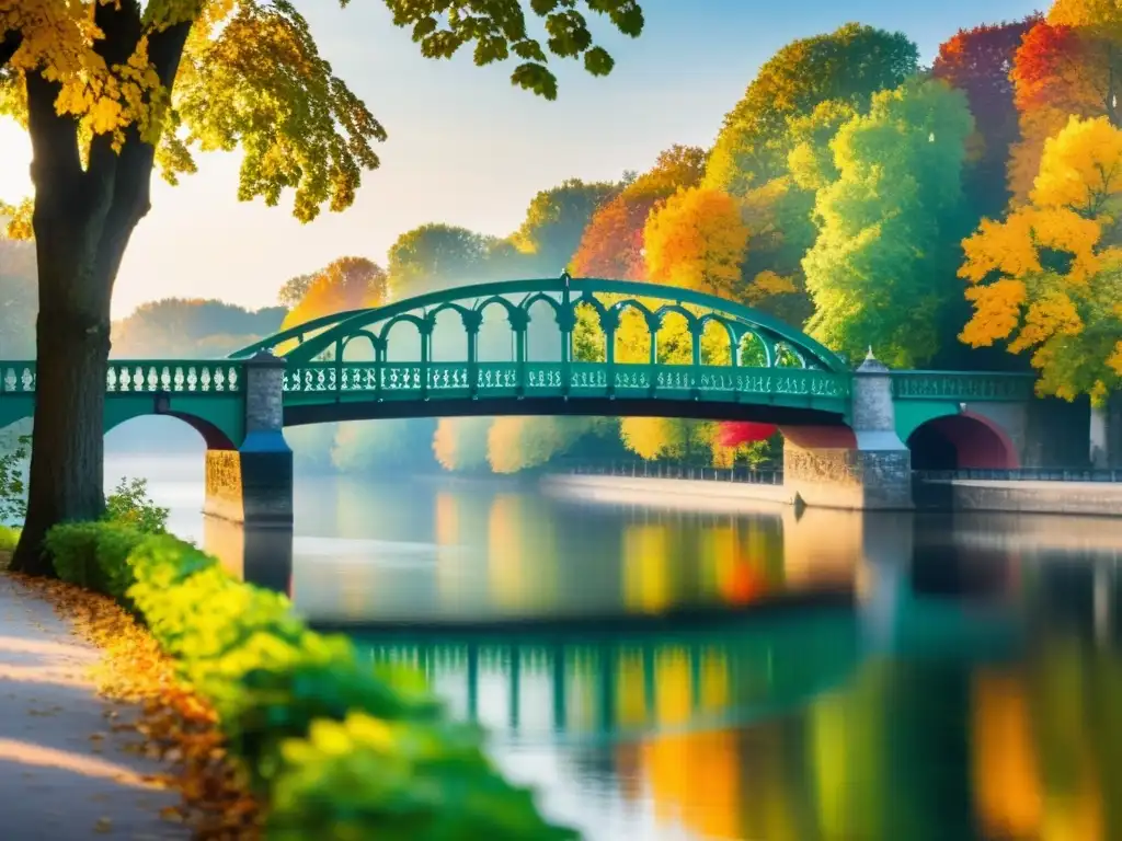 El Puente de Glienicke, testigo de la historia de la Guerra Fría, se eleva majestuoso sobre el río Havel entre colores otoñales y una atmósfera etérea