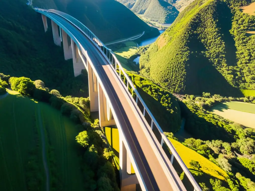 Un puente icónico se extiende sobre un valle exuberante, mostrando el impacto cultural de puentes icónicos en armonía con la naturaleza