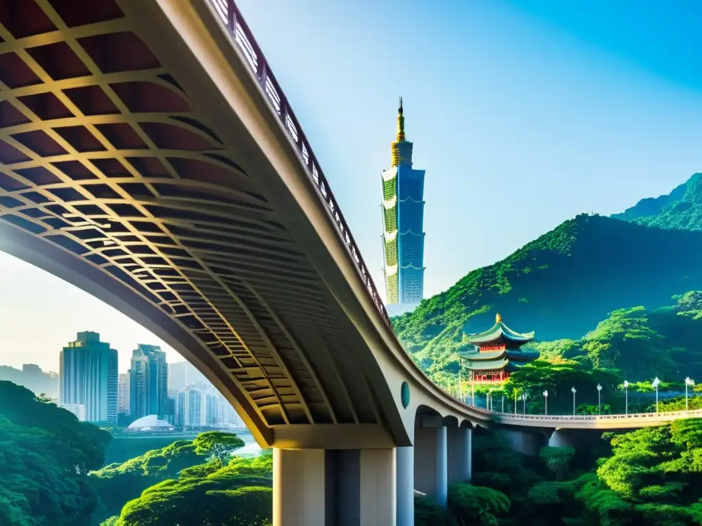 El Puente de la Luna en Taipei destaca con su arquitectura única, reflejando la fusión de elementos tradicionales y modernos