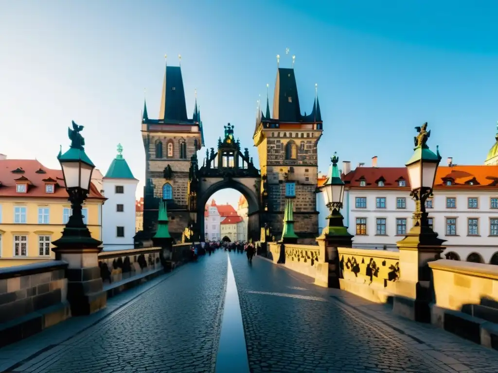 El Puente de Carlos en Praga, una mitad histórica y la otra transformada con tecnología 3D, resaltando su encanto y realismo