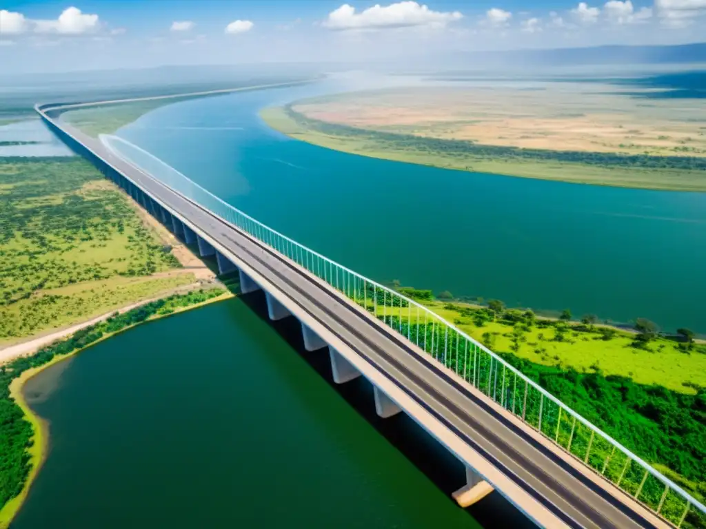 El Puente de Mkapa en Tanzania se alza majestuoso sobre el río, conectando comunidades y contrastando con el exuberante paisaje verde que lo rodea