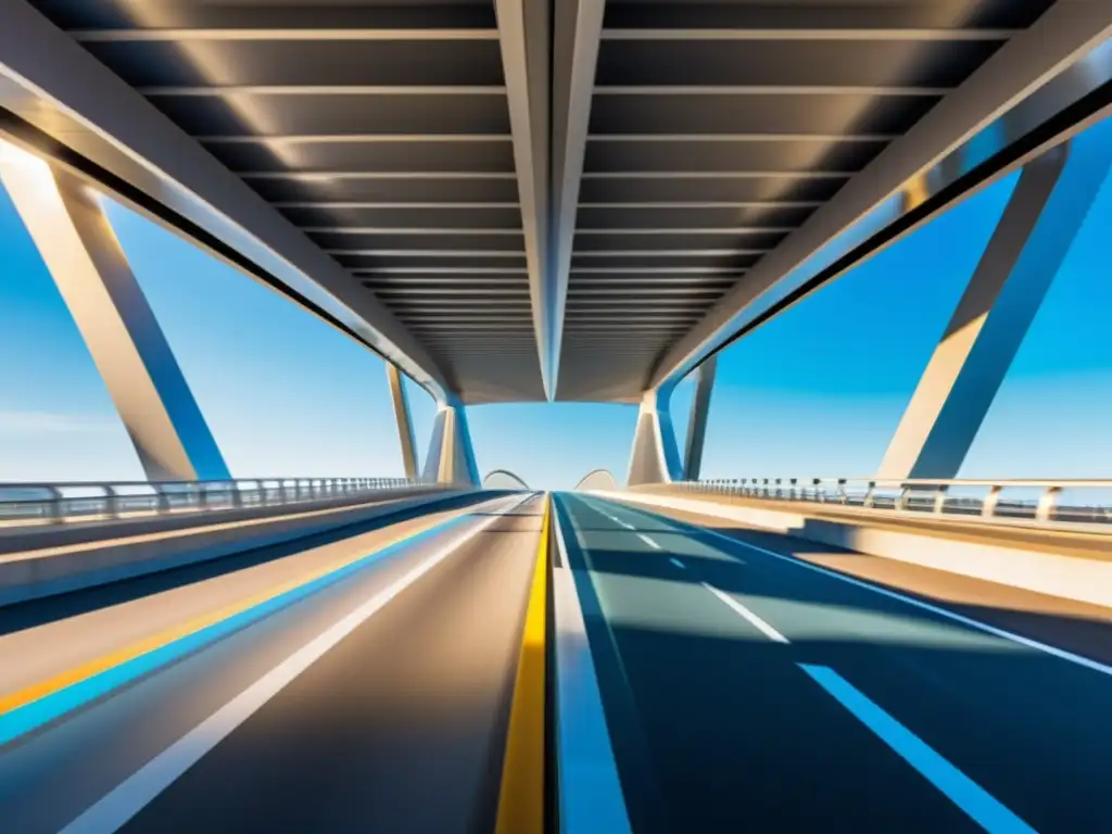 Un puente moderno con tecnología de generación de electricidad integrada, capturado en 8k