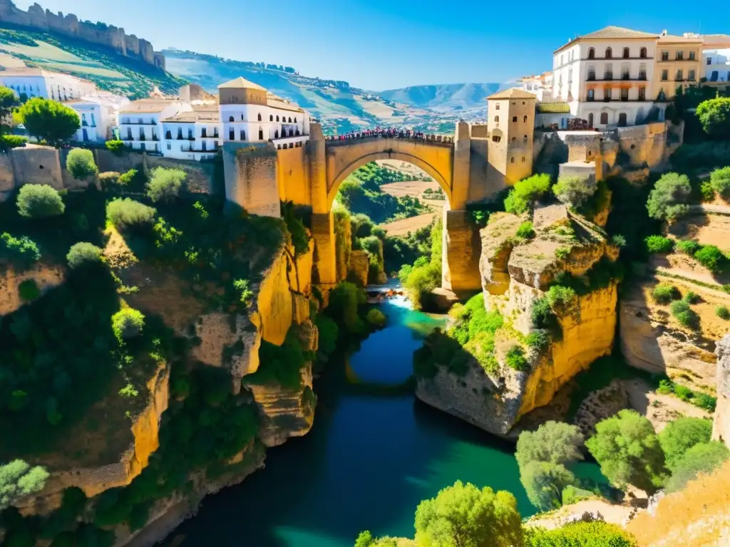 Un puente monumental e impresionante sobre el desfiladero El Tajo en Ronda, España