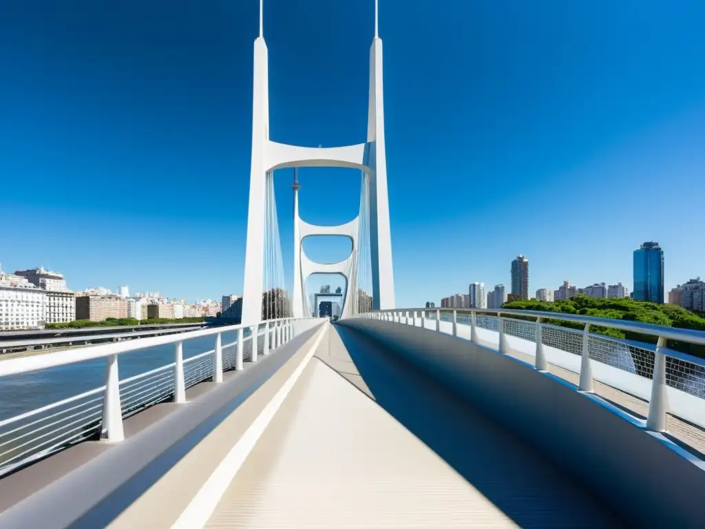 Puente de la Mujer en Buenos Aires, diseño urbano emblemático con juego de luz y sombra en la ciudad