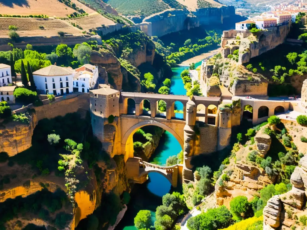 Puente Nuevo de Ronda, majestuosa arquitectura sobre el profundo cañón El Tajo, símbolo de historia y belleza andaluza