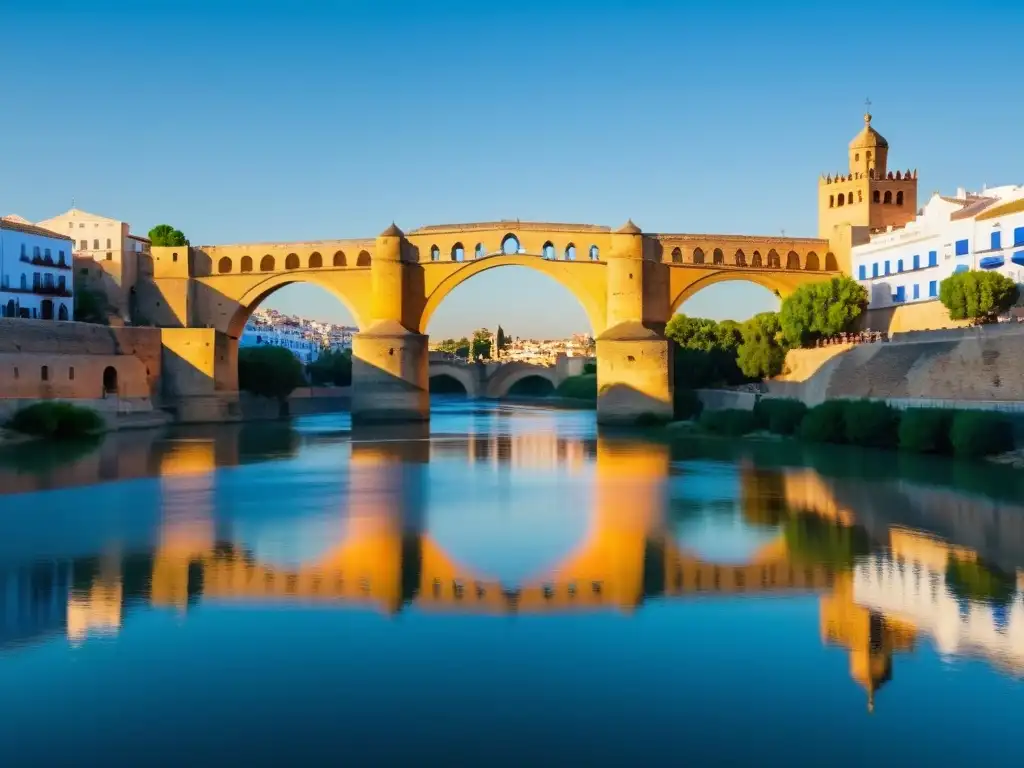 El Puente Romano de Córdoba al atardecer, reflejando la historia y el bullicio moderno de la ciudad