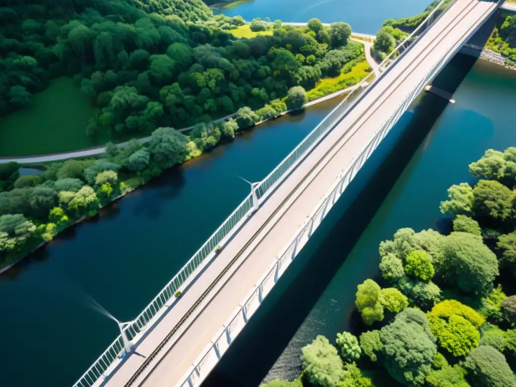 Un puente suspendido impresionante muestra avances tecnológicos en ingeniería de puentes, contrastando modernidad con belleza natural