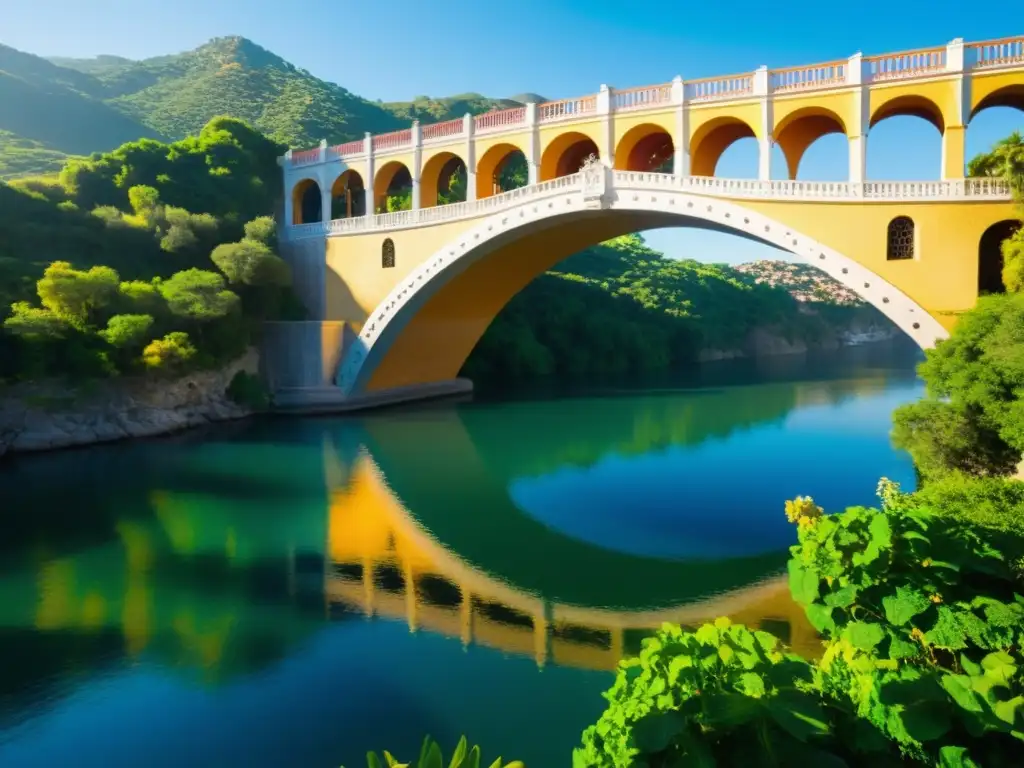 El Puente de los Suspiros restaurado brilla bajo el sol, rodeado de exuberante vegetación