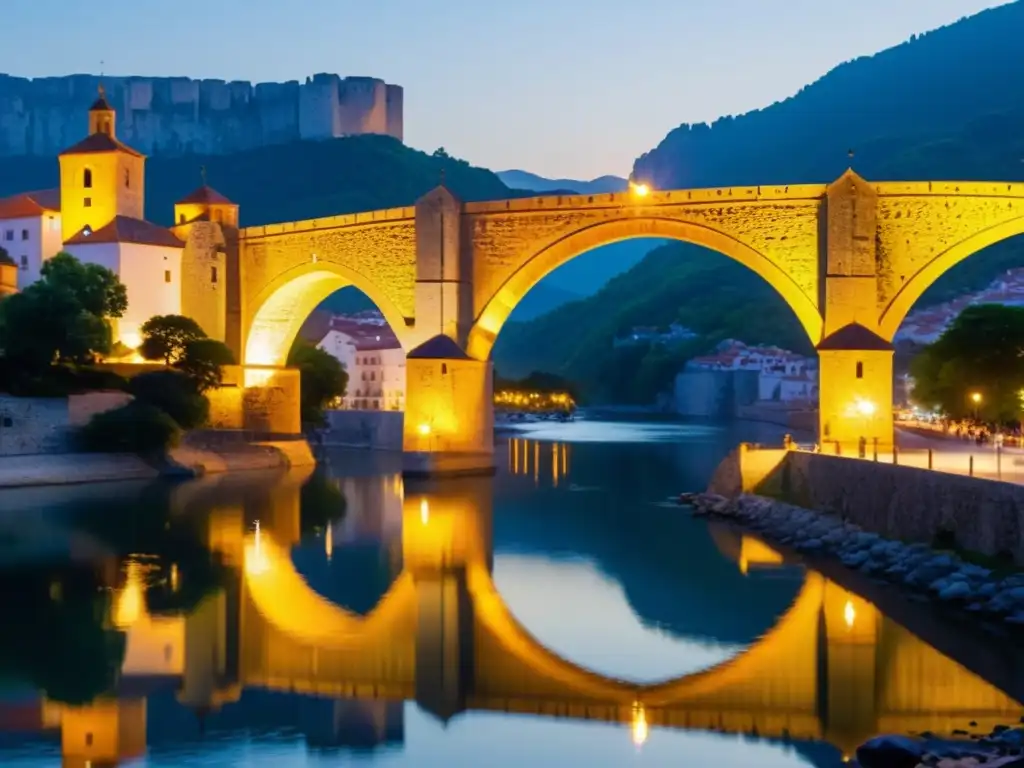 El Puente de Piedra de Ratisbona, testigo de historia y arquitectura, bañado por la cálida luz del atardecer sobre el Danubio