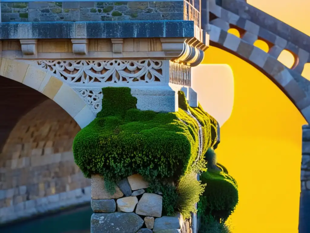 El puente de la Torre muestra su historia y arquitectura en la textura de sus piedras, resaltadas por la suave luz dorada