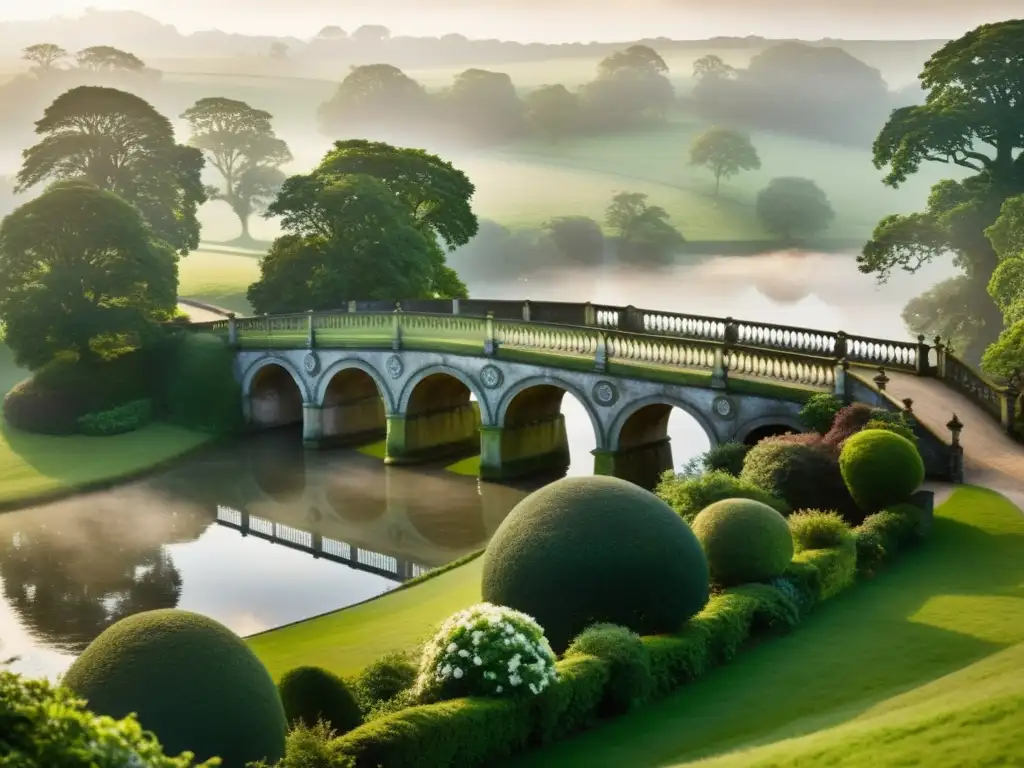 Puente icónico de 'Orgullo y prejuicio' en alta resolución y detalle Puentes icónicos en historias de época: Detalle de puente de 'Orgullo y prejuicio' en ambiente romántico y elegante