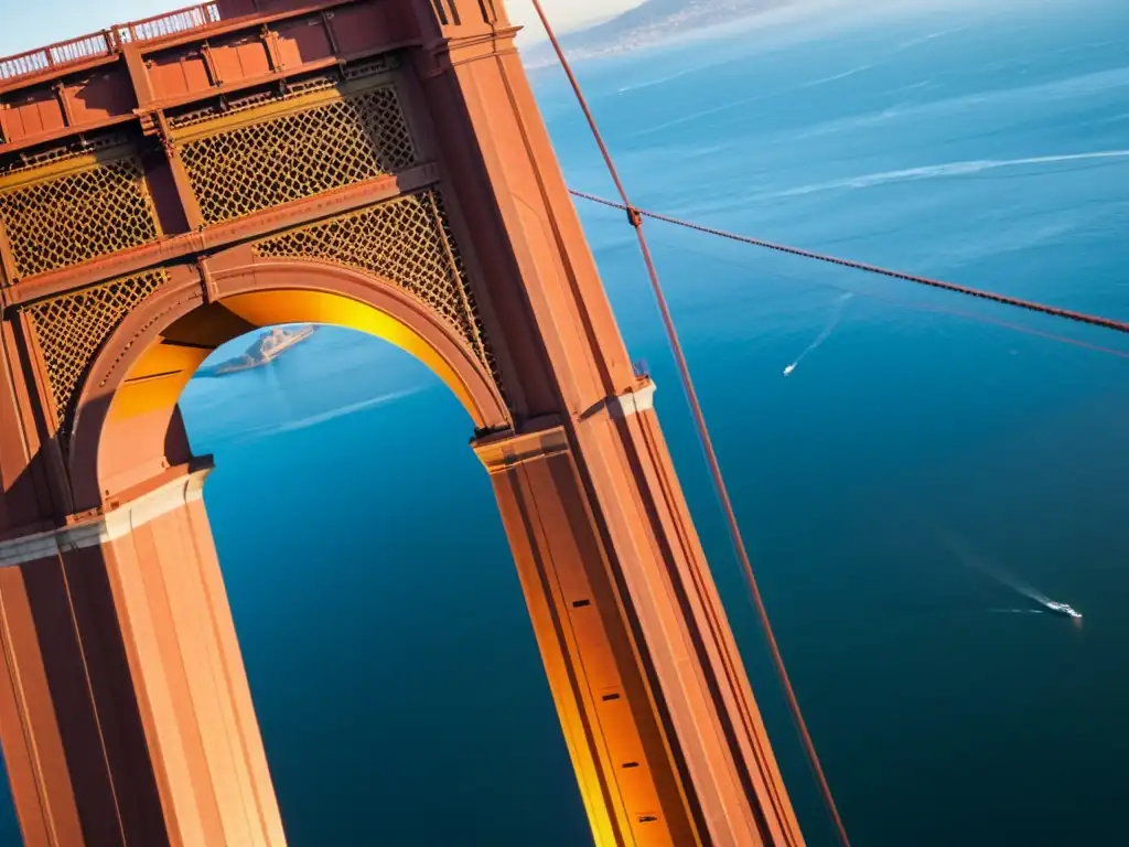 Puentes icónicos: conservación y mantenimiento del Golden Gate Bridge, con su arquitectura icónica y detalles de acero