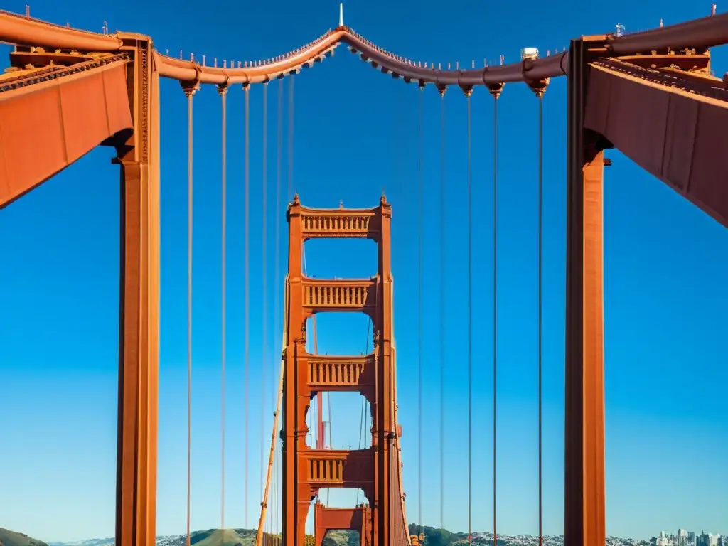 Puentes icónicos del mundo: La majestuosidad del Golden Gate Bridge en San Francisco, resplandeciendo bajo el cielo azul