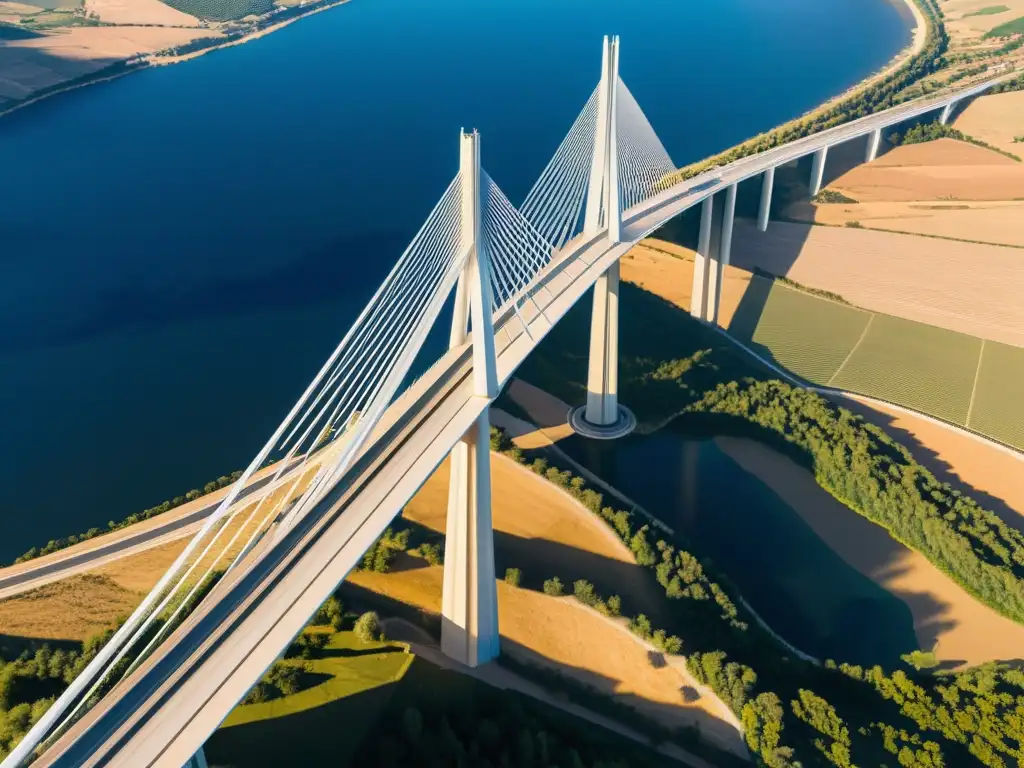 Puentes icónicos técnicas constructivas: Majestuoso viaducto de Millau en Francia, destacando su innovación arquitectónica y escala impresionante