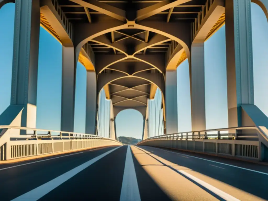 Fotografía de puentes icónicos: Una vista majestuosa y detallada de un imponente puente, resaltando su grandiosidad y belleza atemporal