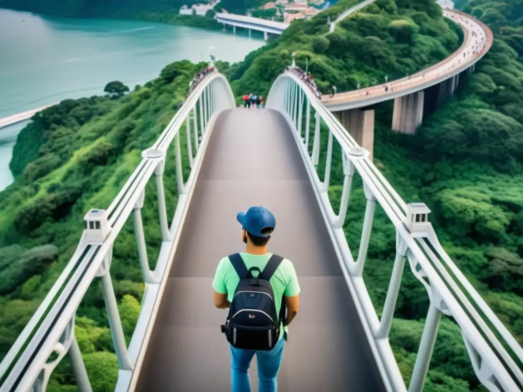 Puentes con miradores turísticos: Fotografía detallada en 8k de un puente con mirador, capturando la belleza arquitectónica y la actividad turística