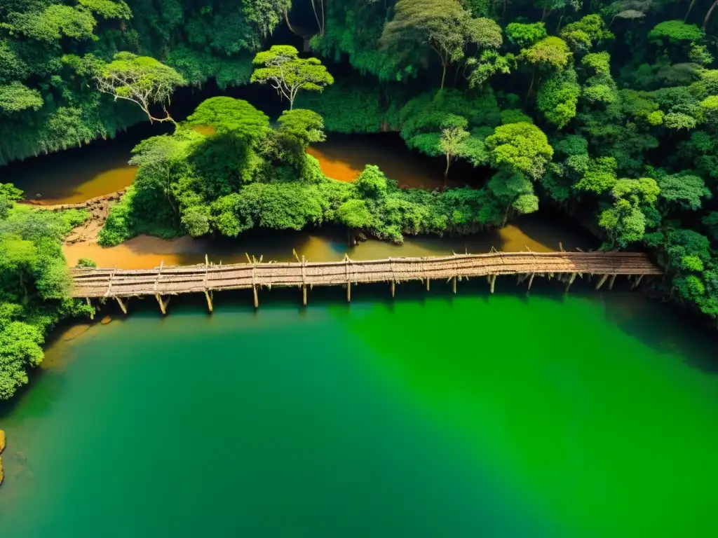 Puentes vivientes, arquitectura natural: vista aérea impresionante de los puentes de raíces en Meghalaya, India