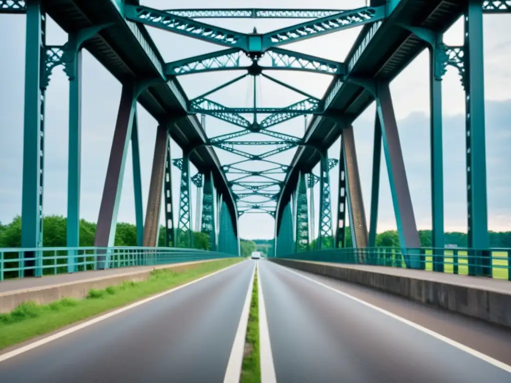 Recorrido virtual 3D Puente Espías: Imagen documental en alta resolución del icónico Puente Glienicke, mostrando su belleza histórica y arquitectónica con un toque dramático