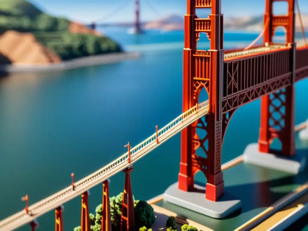 Una réplica detallada en miniatura del Puente Golden Gate, ideal para la enseñanza