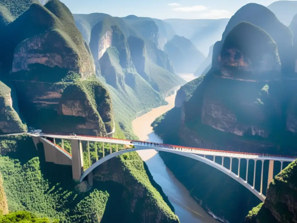 Ruta senderismo Puente de la Confianza sobre Cañón del Sumidero, impactante contraste entre diseño moderno y belleza natural del cañón