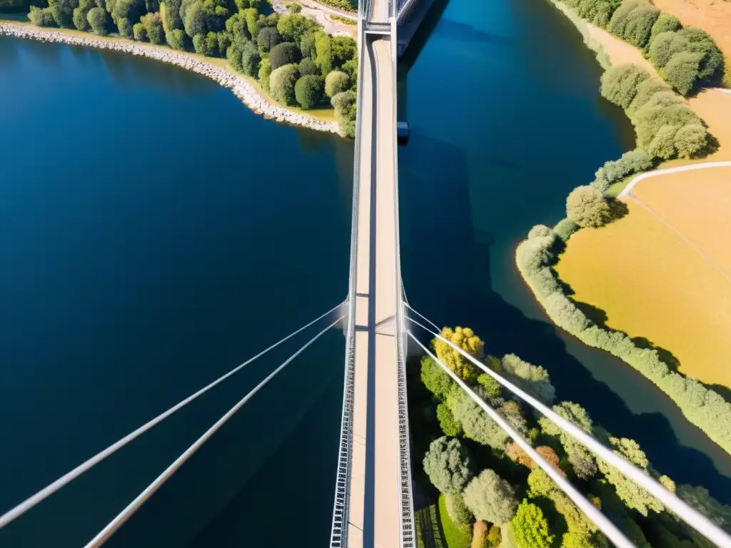 Suspension bridge con sistemas de monitoreo, diseño arquitectónico moderno y paisaje impresionante