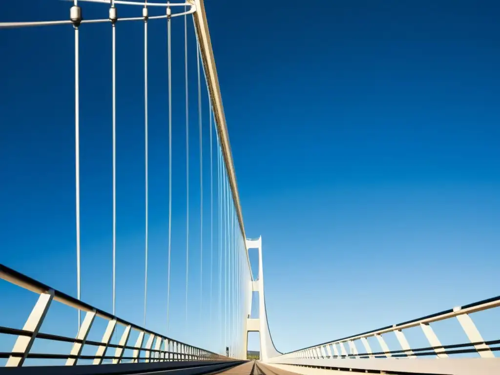 Software de simulación para puentes de ingeniería: imagen impactante de un puente moderno en contraste con cielo azul y sombras dramáticas