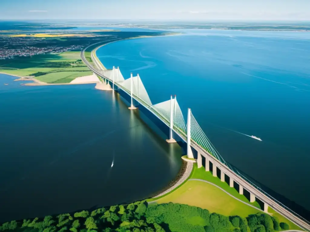 El sol brilla sobre el imponente Puente de Øresund, conectando Dinamarca y Suecia