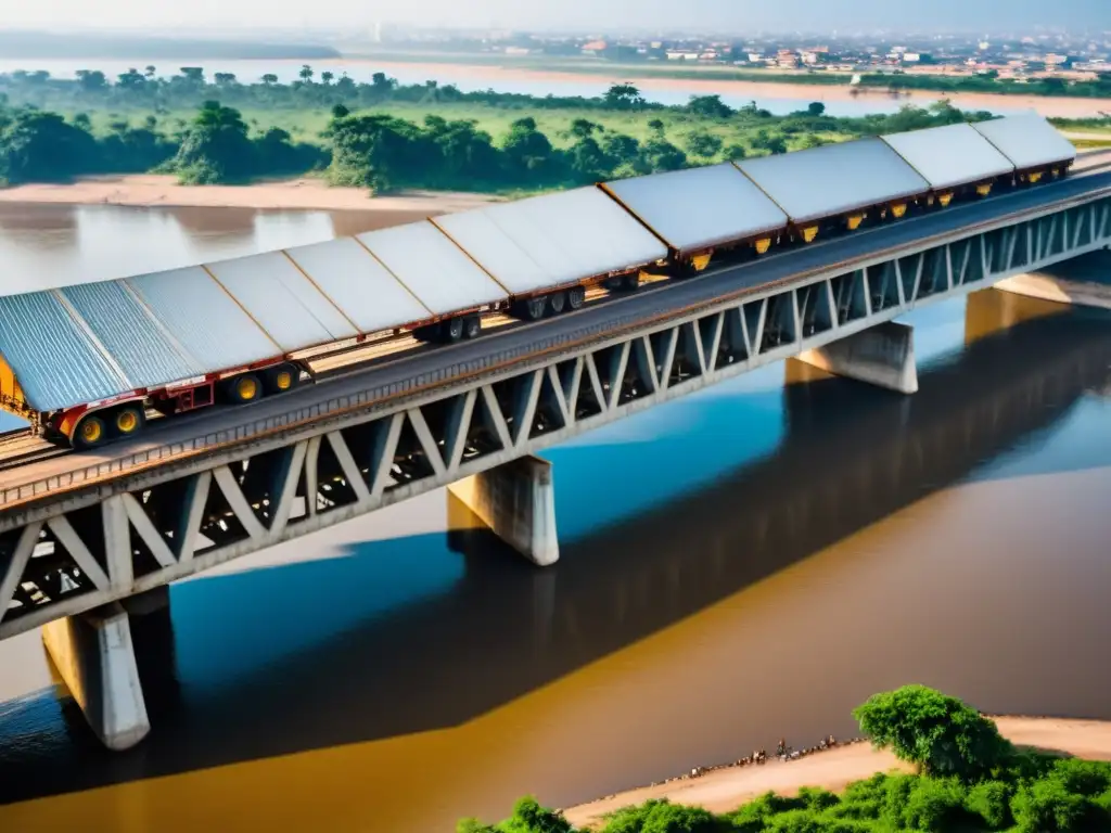 El sol ilumina el Puente Katanga, resaltando su estructura de acero y la actividad de los vehículos y peatones