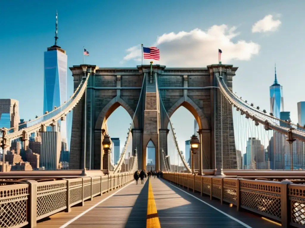 Tour en 3D Puente Brooklyn: Detallada renderización 3D del icónico puente