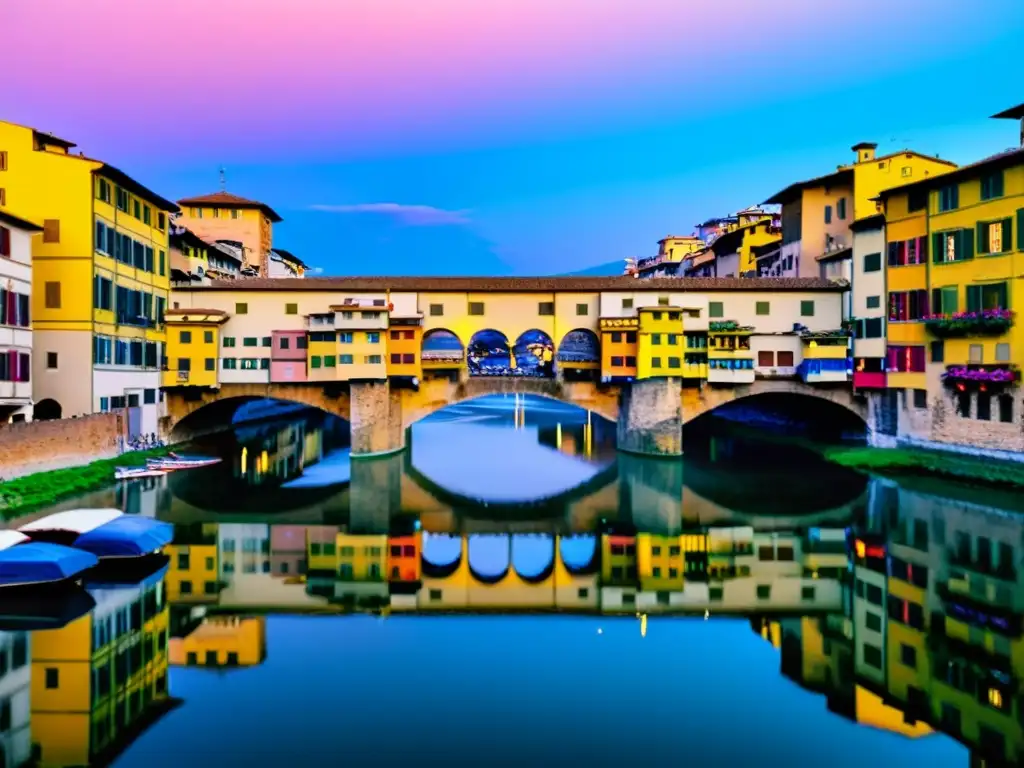 Ponte Vecchio en Florencia, Italia, al amanecer