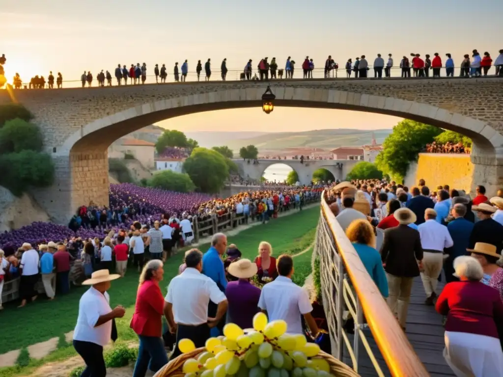 Vibrante Festival de la Vendimia en el Puente de Piedra con celebraciones y pisoteo de uvas