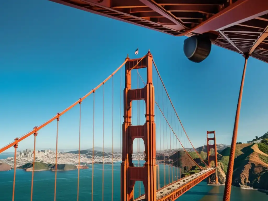 Vibrante imagen documental del icónico puente Golden Gate en San Francisco, destacando su arquitectura de puentes icónicos del mundo