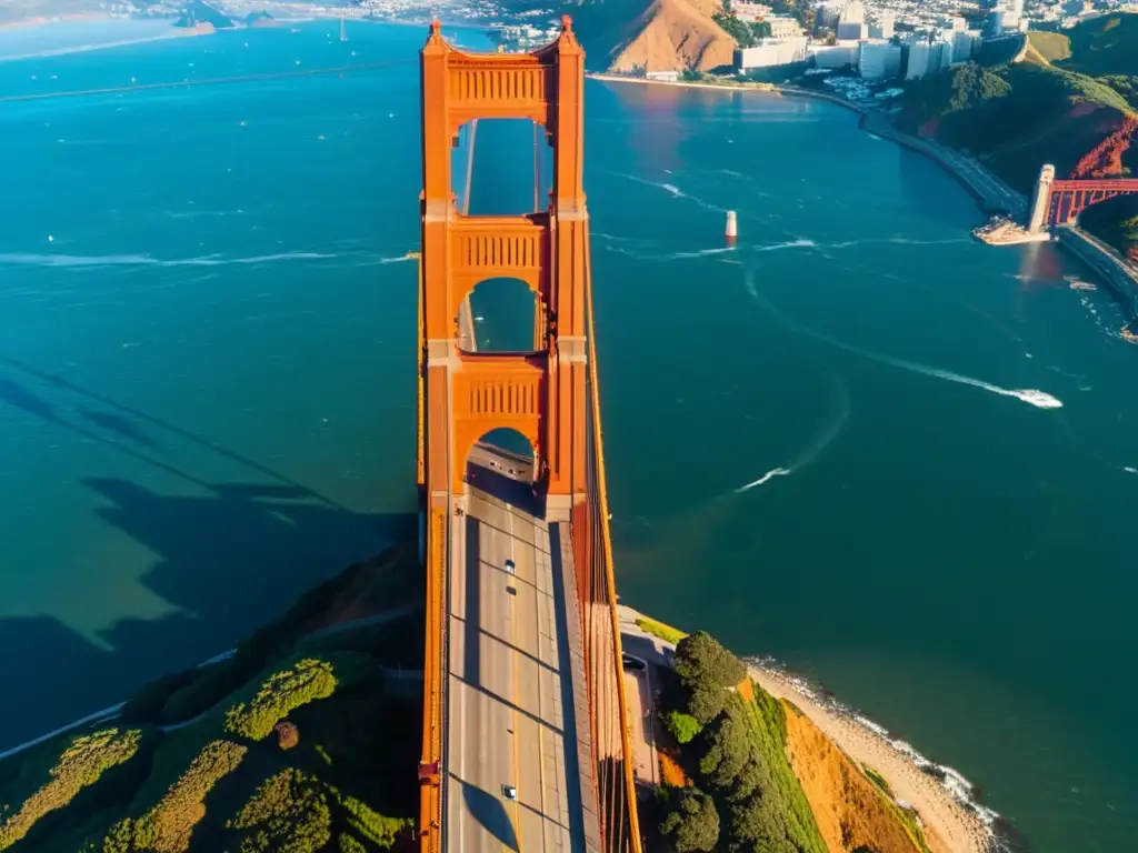 Vista aérea del icónico Puente Golden Gate en San Francisco, California