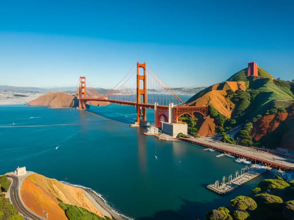 Vista aérea del icónico Puente Golden Gate en San Francisco, California