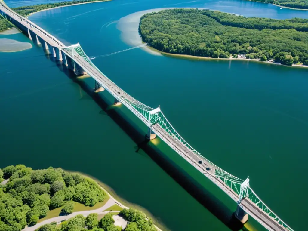 Vista aérea del icónico Puente de las Mil Islas sobre el río St